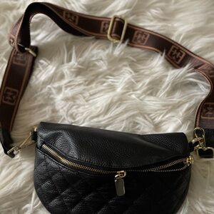 Black Quilted Leather Crossbody Bag